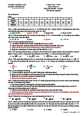 Đề kiểm tra một tiết chương 4 Vật lí lớp 12 - Trường THPT Thăng Bình